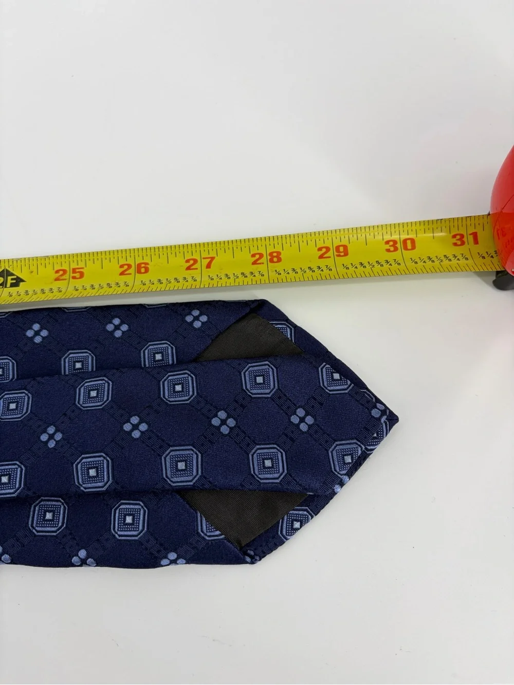 Faconnable Tie Necktie 100% Silk Mens Navy & Light‎ Blue Geometric Pattern